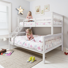 Hanna Triple Bunk Bed with Single and Double Bed in Classic White