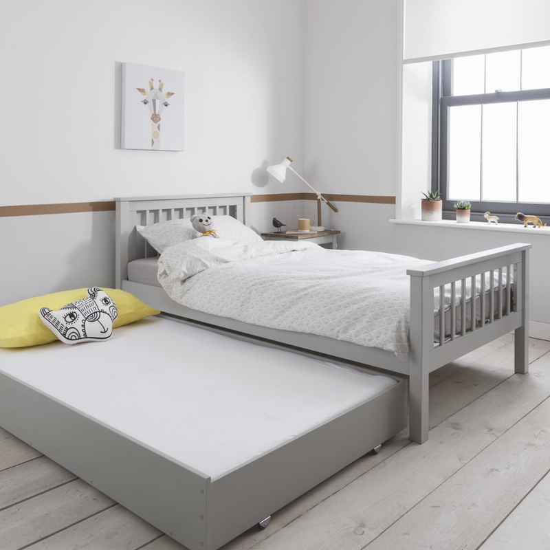 Hampshire Single Bed Frame with Olaf Trundle in Silk Grey