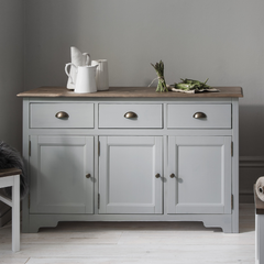 Canterbury Sideboard with Solid Doors in Grey and Dark Pine