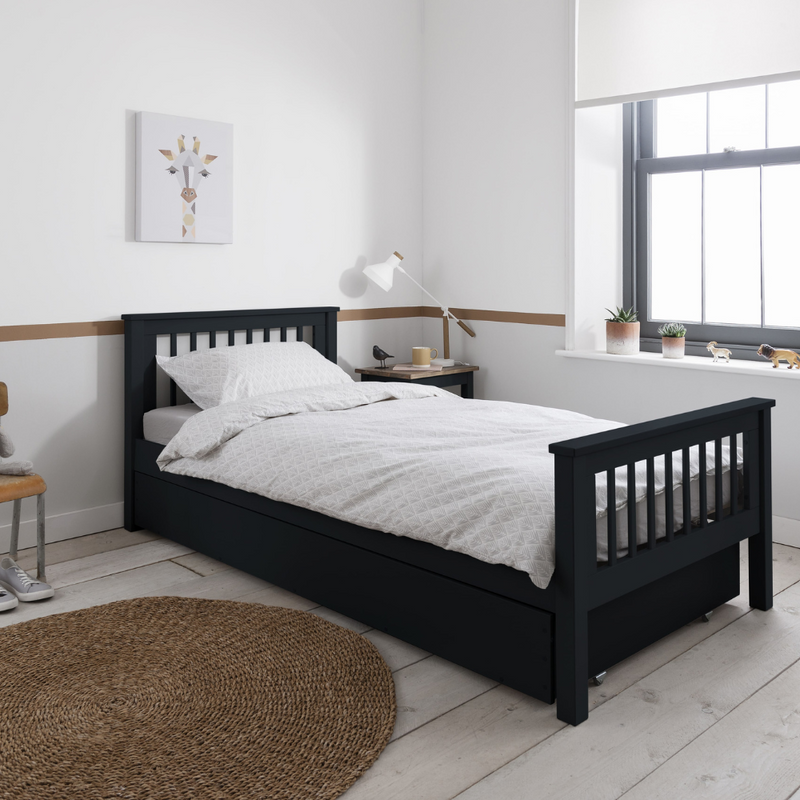 Hampshire Single Bed Frame with Olaf Pull Out Trundle in Anthracite