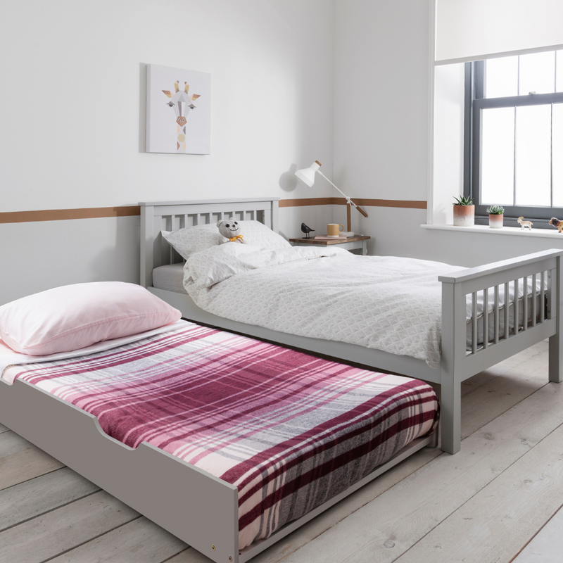 Hampshire Single Bed Frame with Spacesaver Pull-Out Trundle in Grey