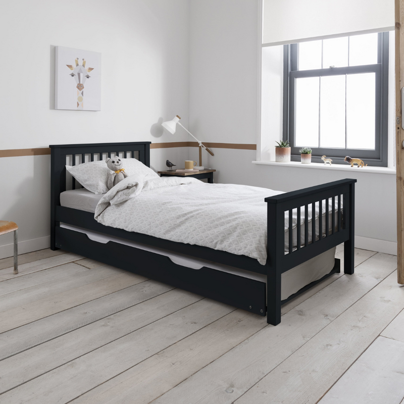 Hampshire Single Bed Frame with Spacesaver Pull Out Trundle in Anthracite