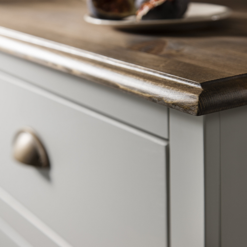 Canterbury Sideboard with Solid Doors in Grey and Dark Pine