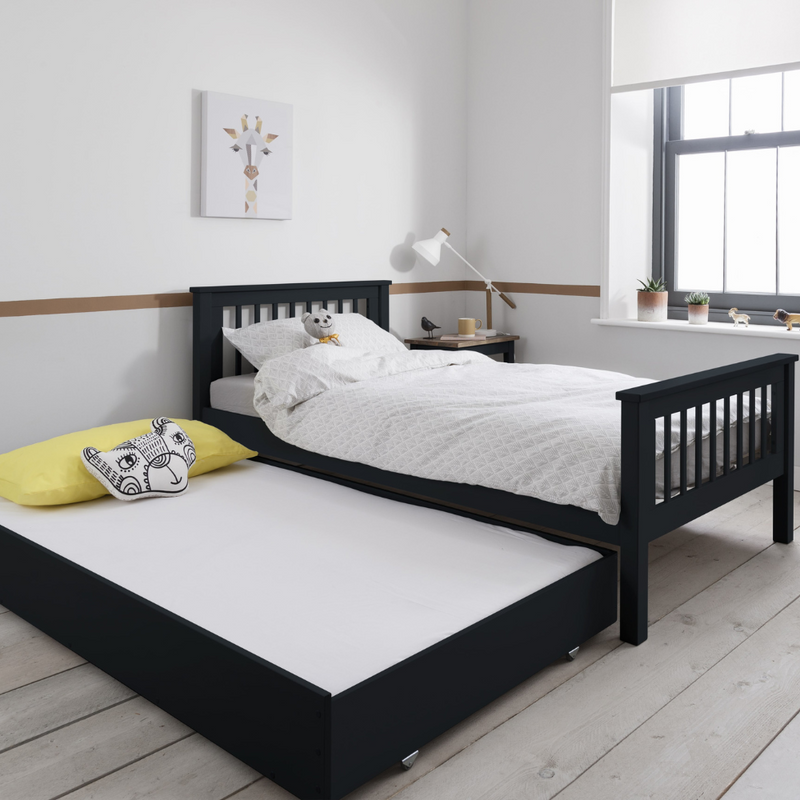 Hampshire Single Bed Frame with Olaf Pull Out Trundle in Anthracite