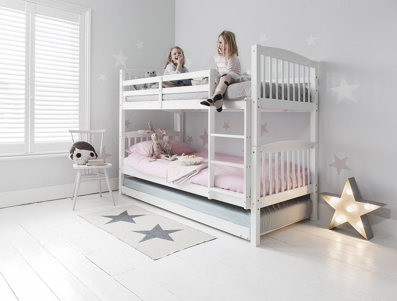 Brighton Bunk Bed with Matheus Pull out Trundle in Classic White