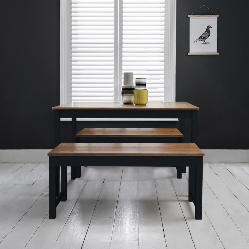 Annika Dining Table with 2 Benches in Anthracite