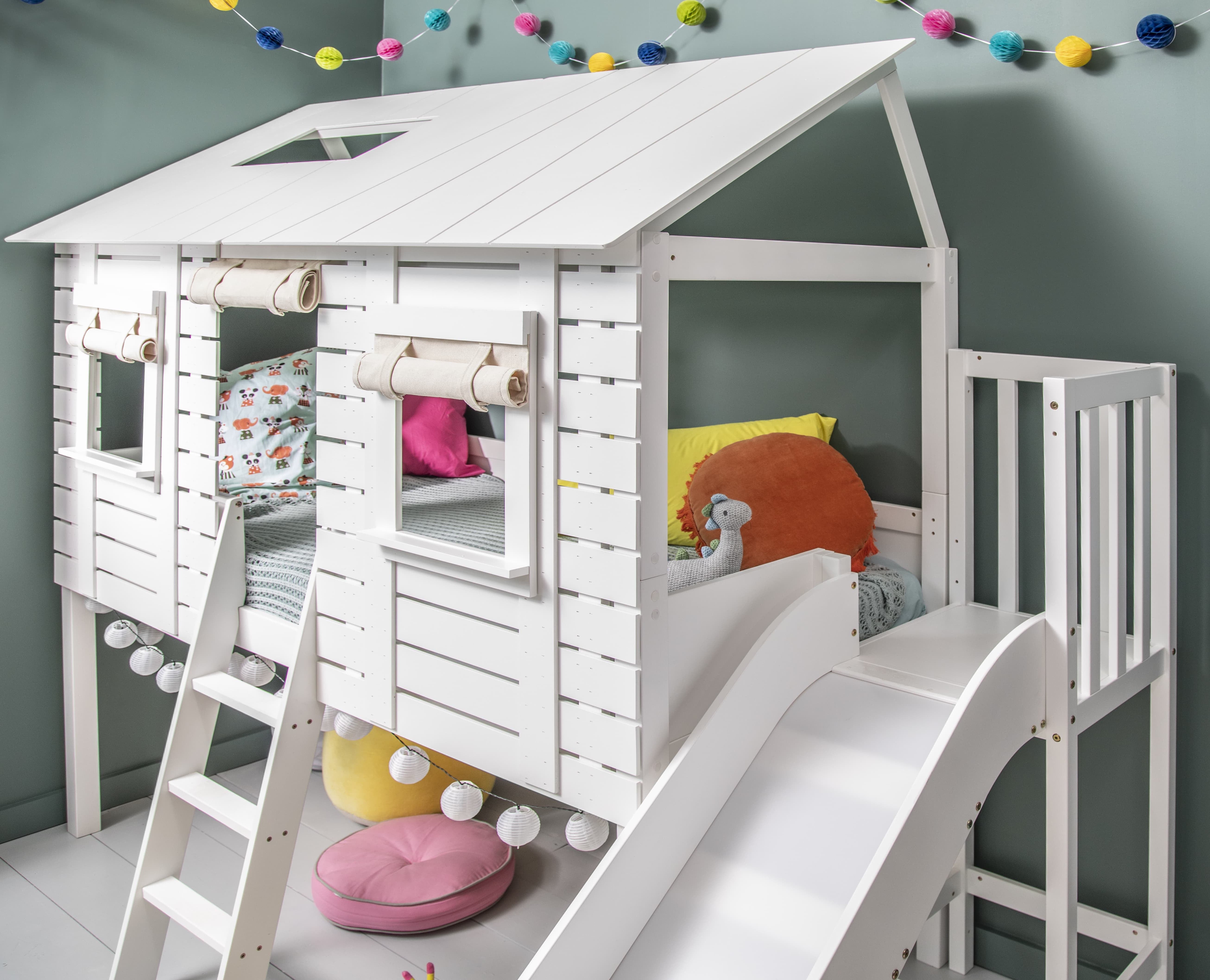 Christopher Midsleeper Treehouse with Slide in White Noa Nani