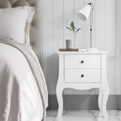 Camille Side Table Chest 2 Drawer in Classic White