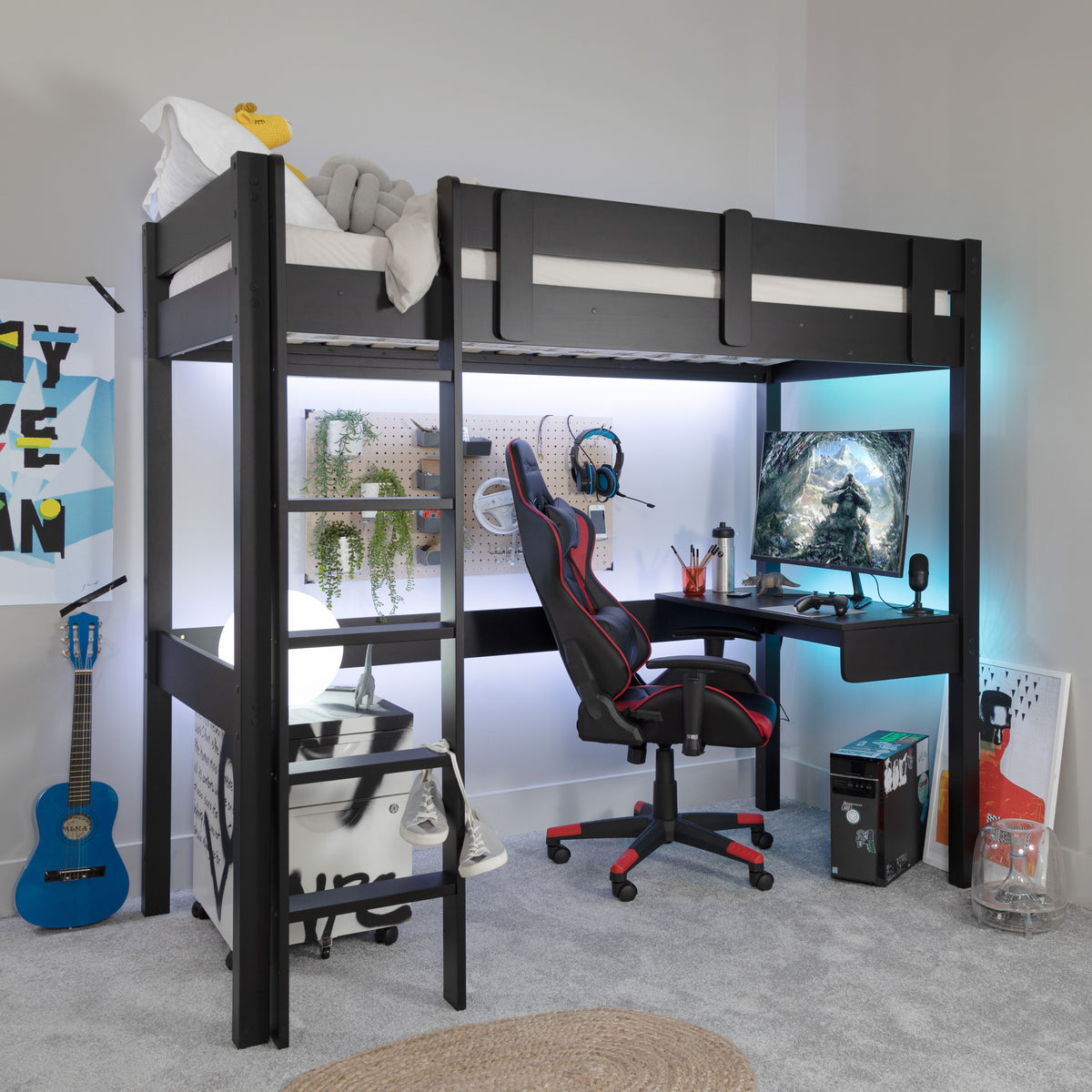 Storm Gaming High Sleeper Station In Black 