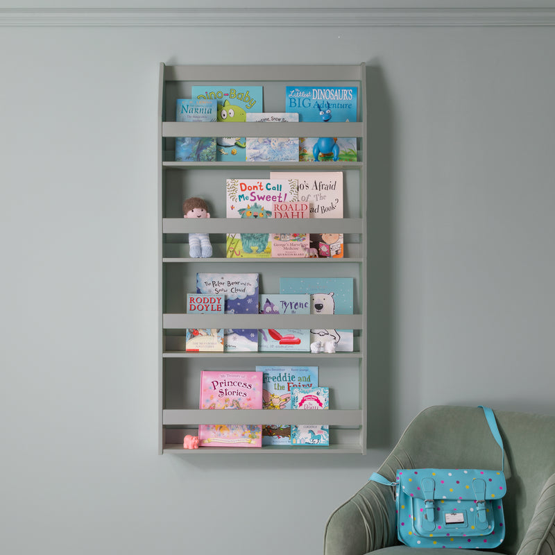 Hakan Display 4 Shelf Bookcase Wall Mounted in Silk Grey