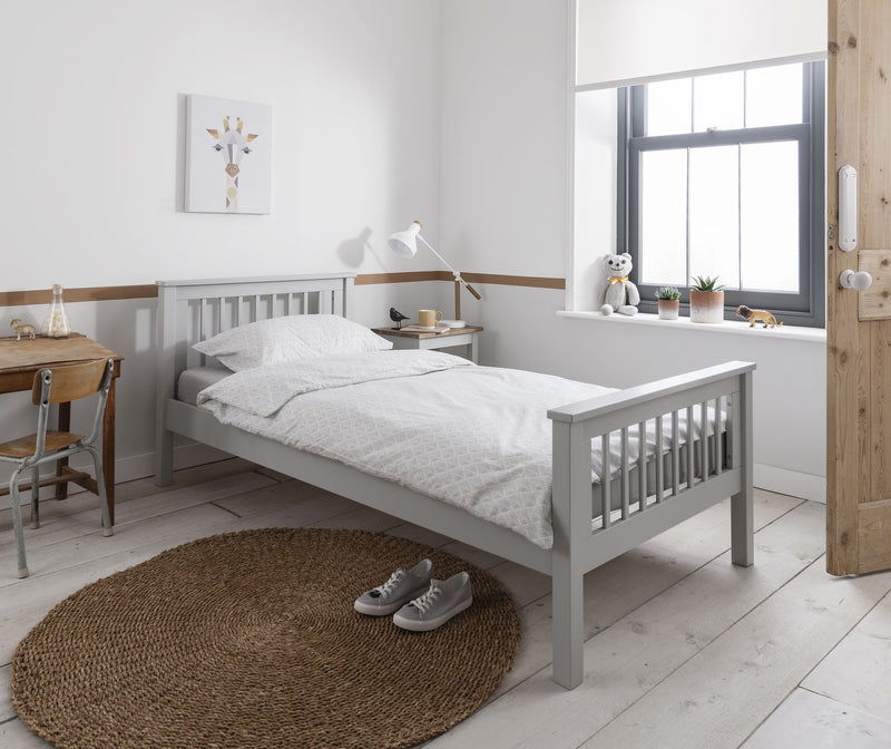 Hampshire Single Bed Frame with Matheus Pull-Out Trundle in Grey