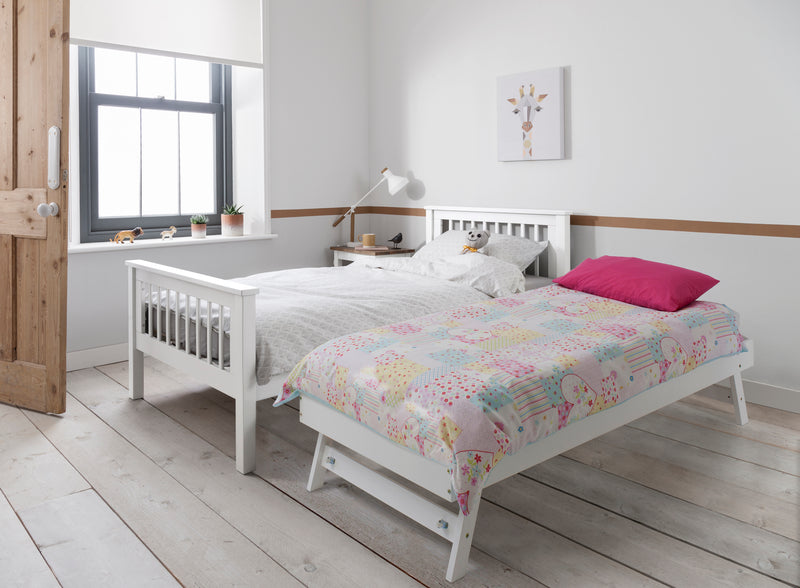 Hampshire Single Bed Frame with Matheus Pull-Out Trundle in White