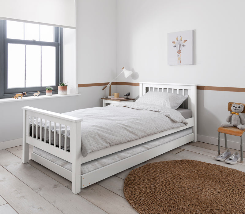 Hampshire Single Bed Frame with Matheus Pull-Out Trundle in White