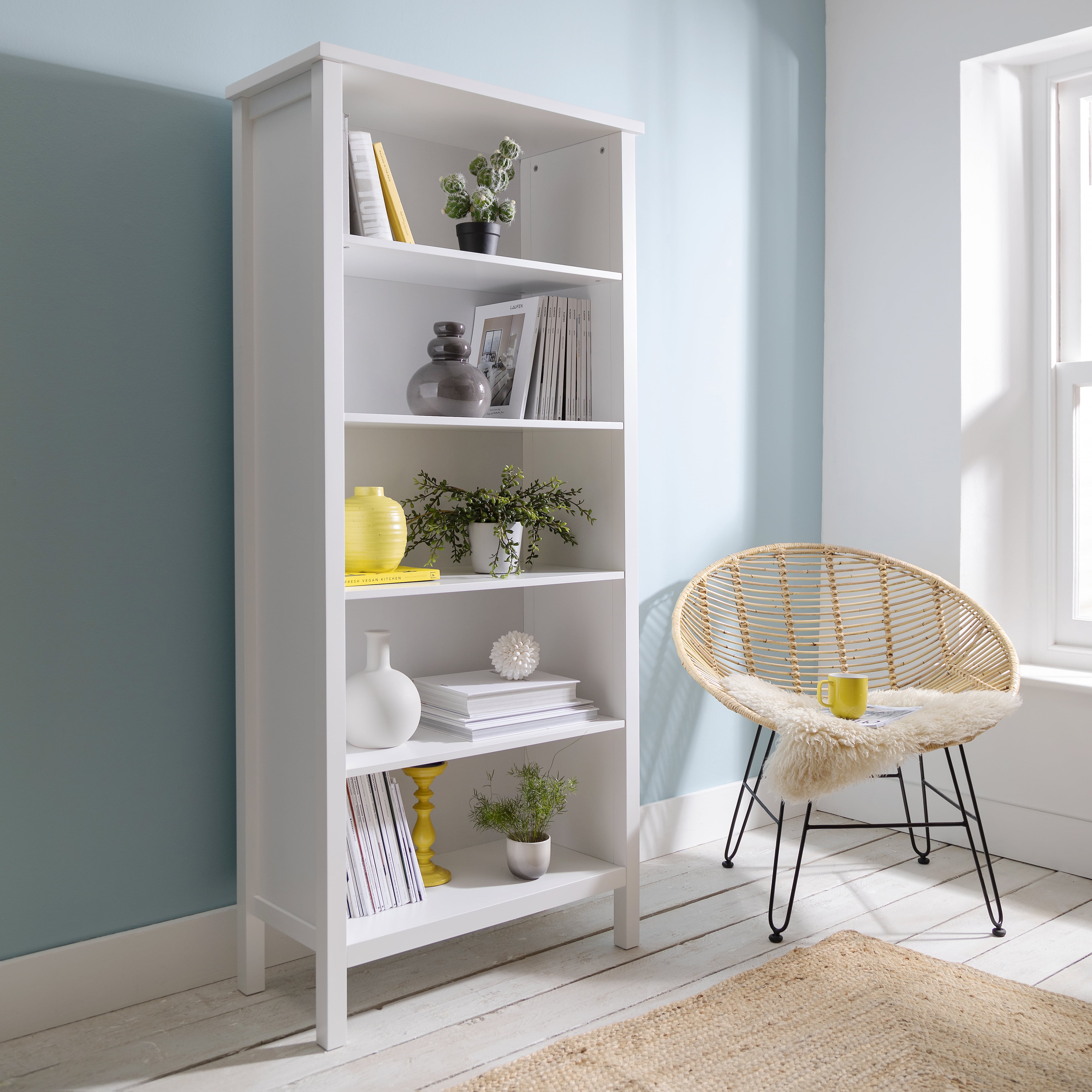 5 tier book shelf popular white