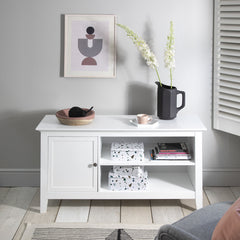 Karlstad Low Sideboard with Storage in Classic White