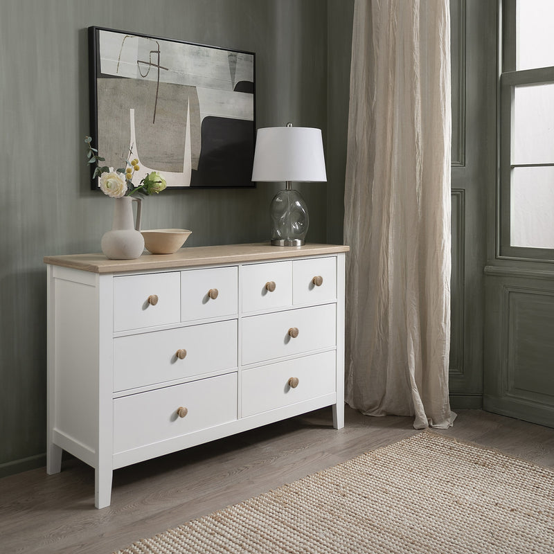 Jakkvik 8 Drawer Chest of Drawers in White & Oak