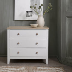 Jäkkvik 3 Drawer Wide Chest of Drawers in White & Oak