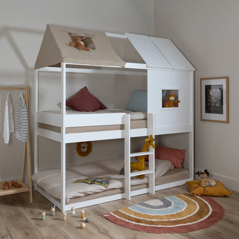 Luka Treehouse Midsleeper Bed with Tent Options in Classic White