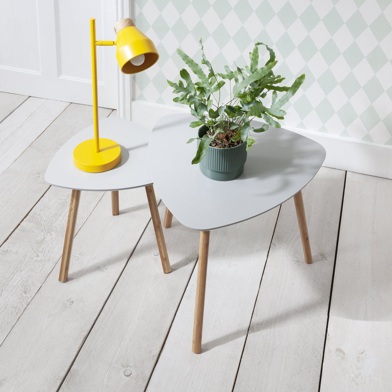 Malme Nesting Tables Set of Two in Silk Grey and Natural Pine