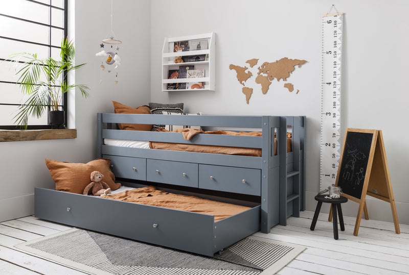 Matilda Midsleeper Cabin Bed with Underbed Storage Drawers in Silk Grey