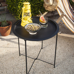 Outdoor Bistro Garden Tray Table in Solid Black