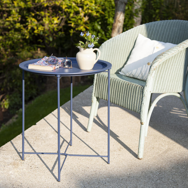 Outdoor Bistro Garden Tray Table in Dark Blue