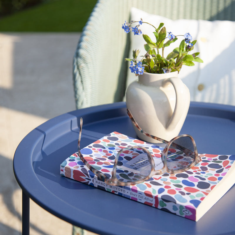 Outdoor Bistro Garden Tray Table in Dark Blue