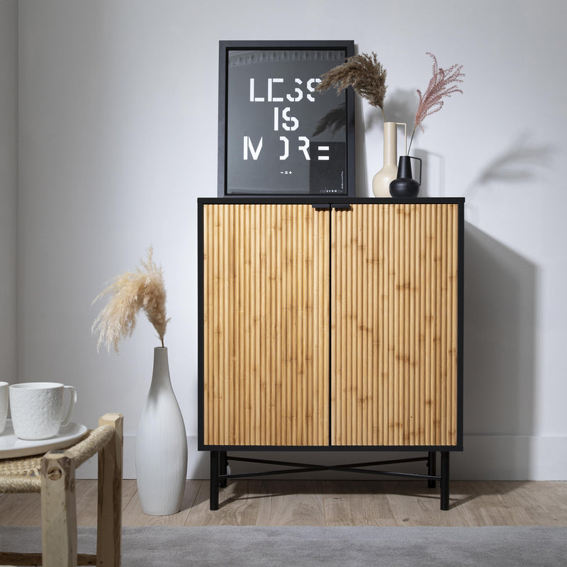 Rökstorp Sideboard with Bamboo Style Doors in Black