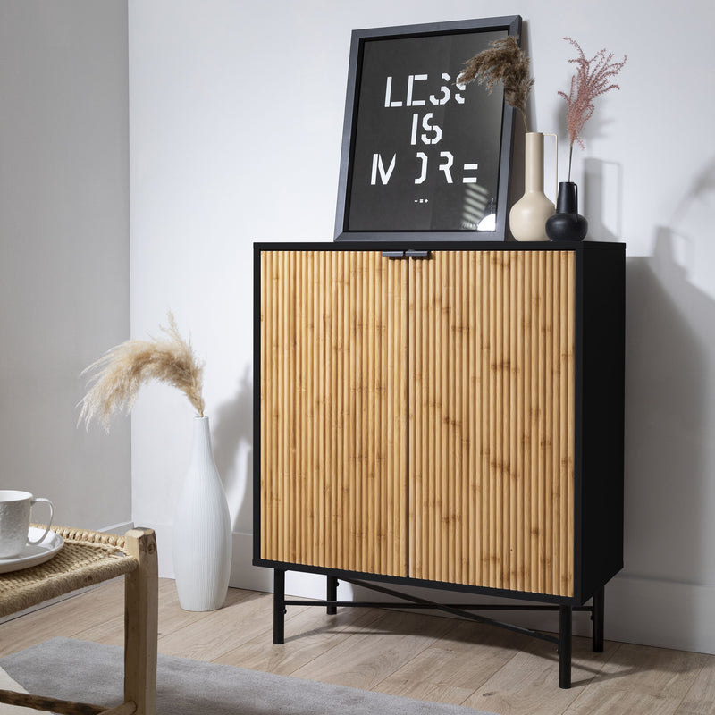 Rökstorp Sideboard with Bamboo Style Doors in Black