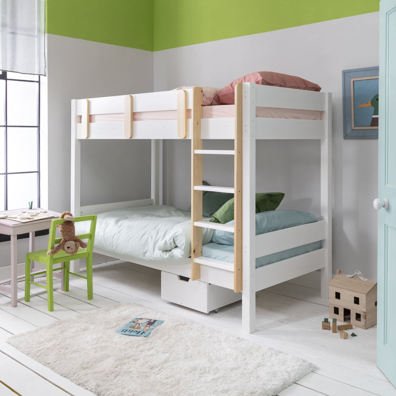 Una Bunk Bed Contemporary in Classic White & Pine