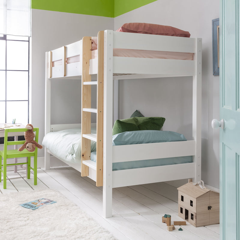 Una Bunk Bed Contemporary in Classic White & Pine