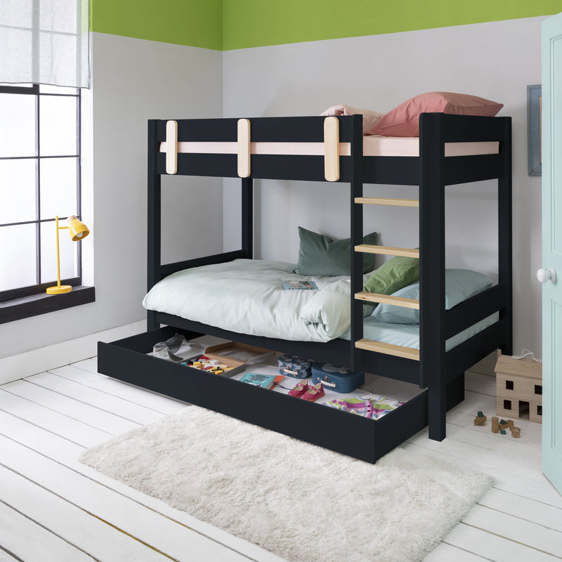 Una Bunk Bed Contemporary with Olaf Trundle in Anthracite