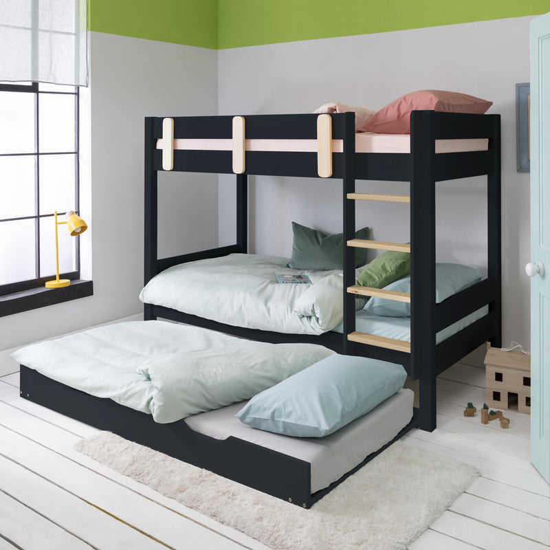 Una Bunk Bed Contemporary with Spacesaver Trundle in Anthracite