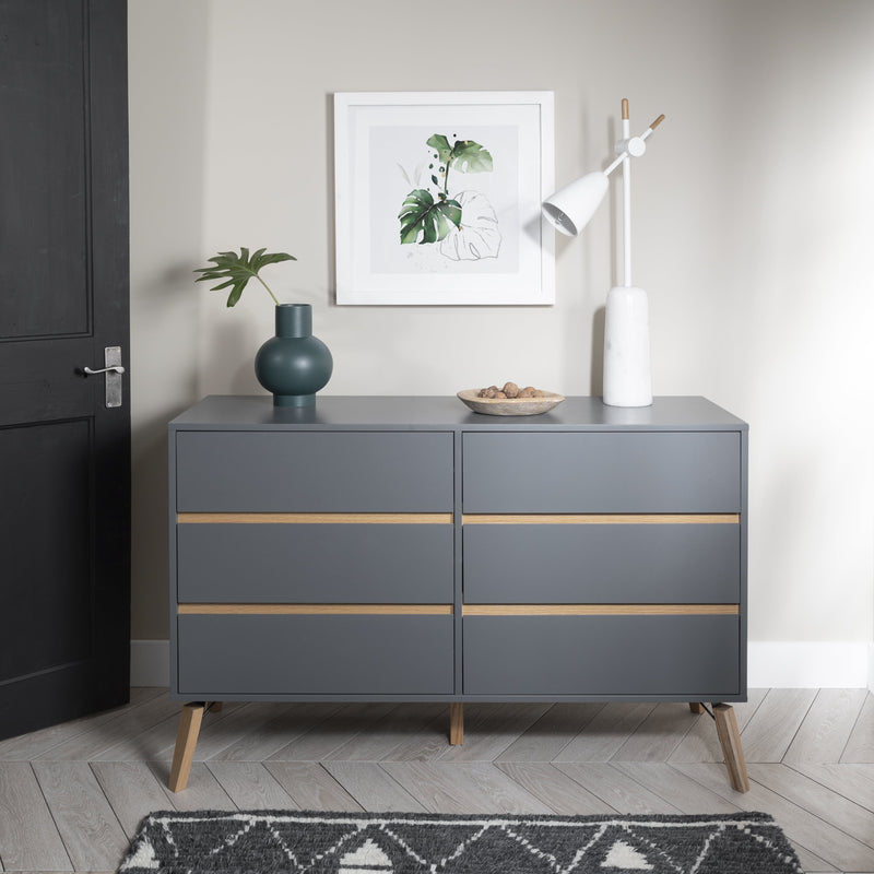 Otto Chest of Drawers 6 Drawer in Silk Grey