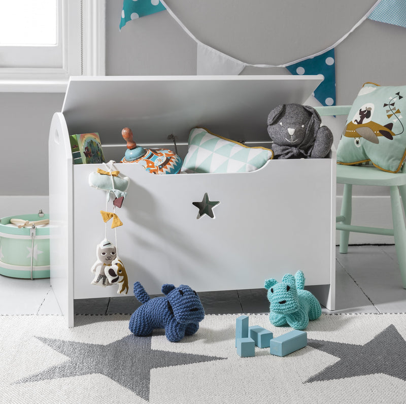 Zeta Toy Box Toy Organiser with Star Design in Classic White