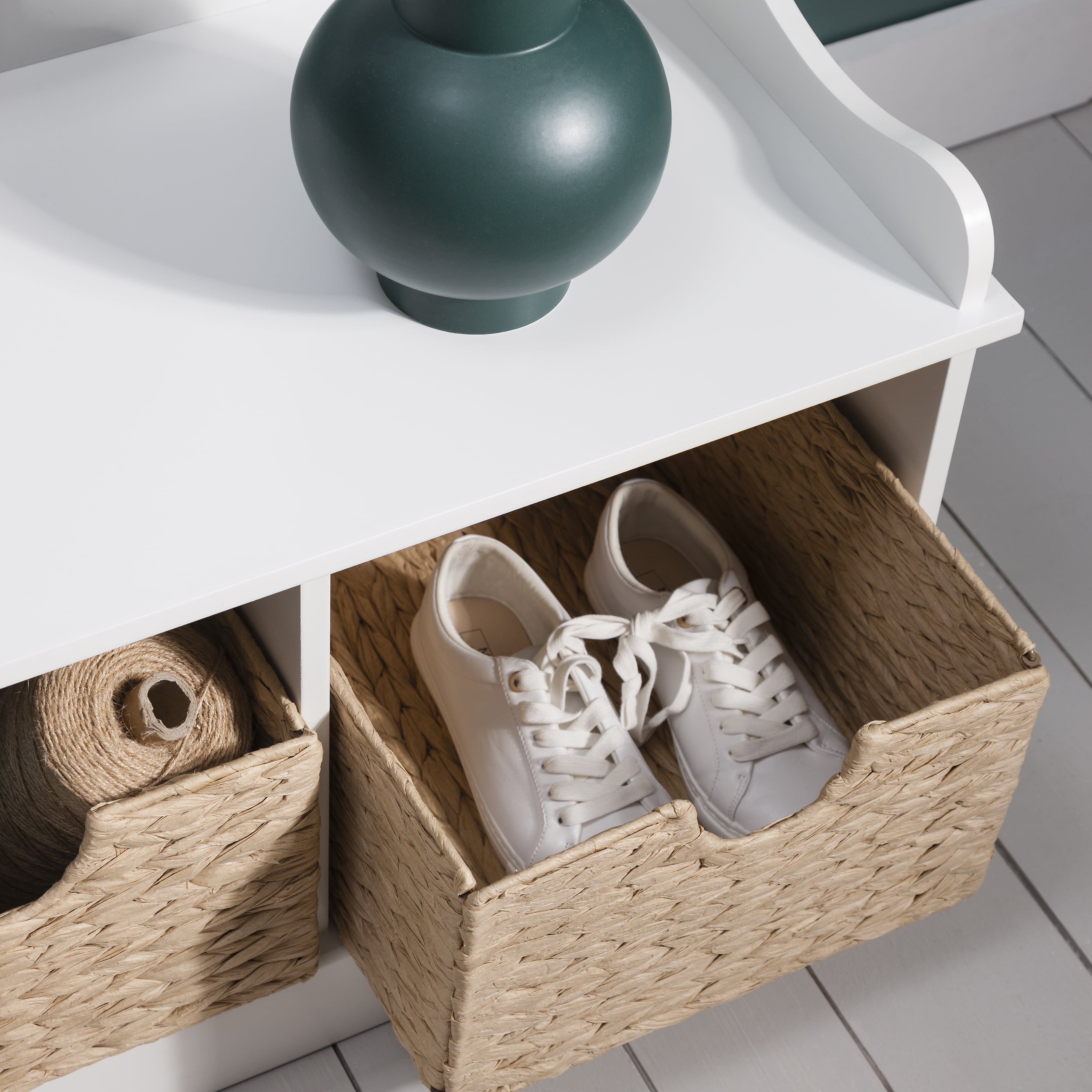 Stockholm Storage Bench with 3 Storage Cubes in White Noa Nani