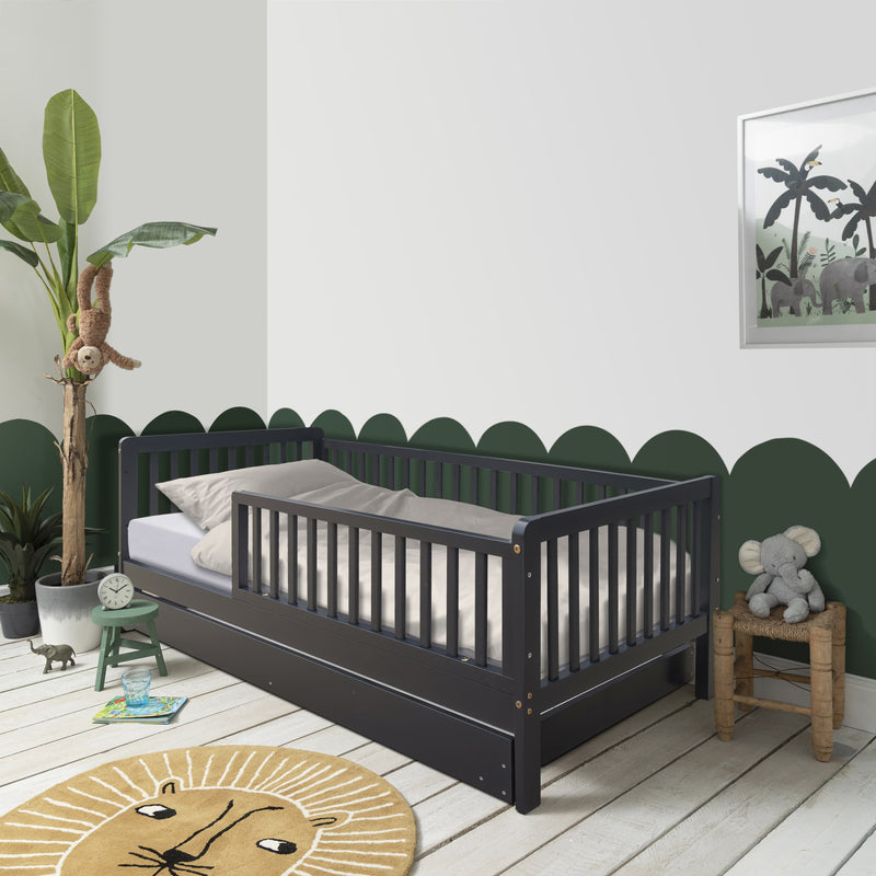 Leonora Toddler Bed with Pull-Out Trundle in Anthracite