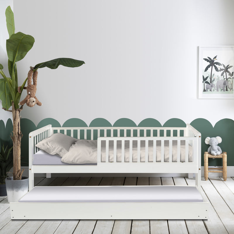 Leonora Toddler Bed with Pull-Out Trundle in White