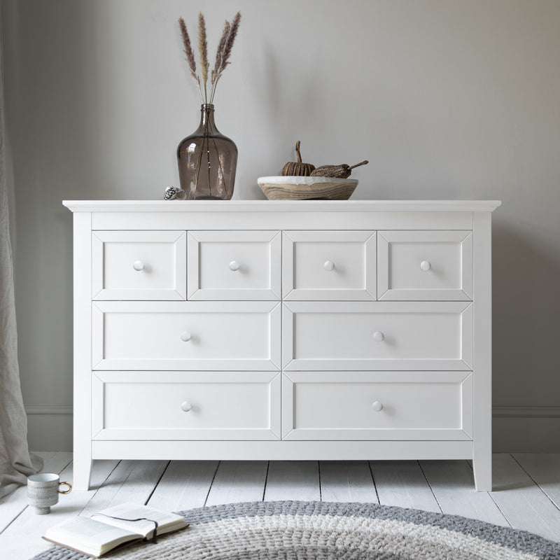 Torsby Chest of Drawers 8 Drawer in Classic White