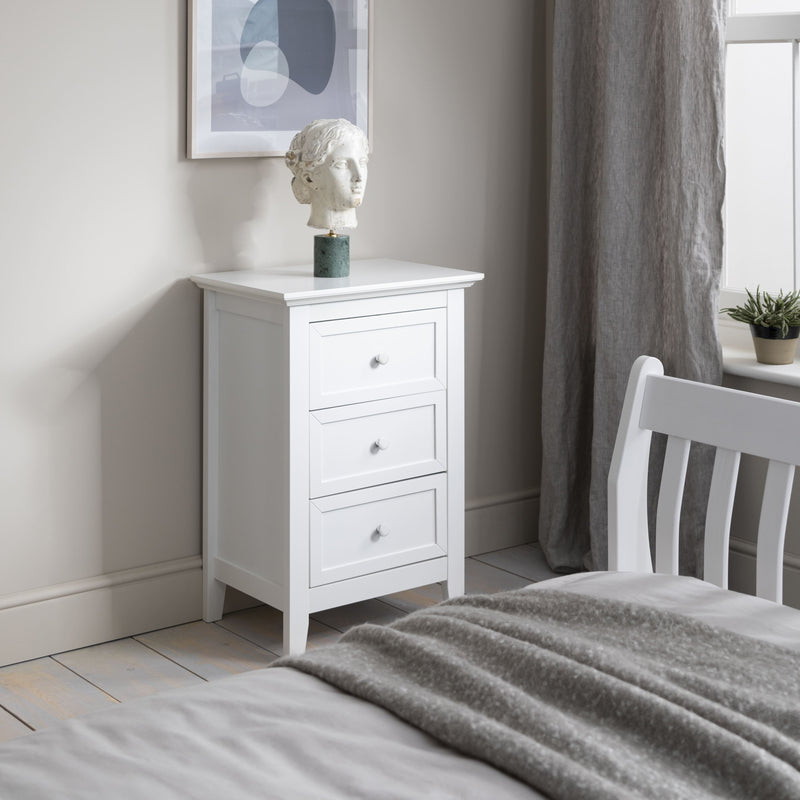 Torsby Side Table Chest 3 Drawer in Classic White