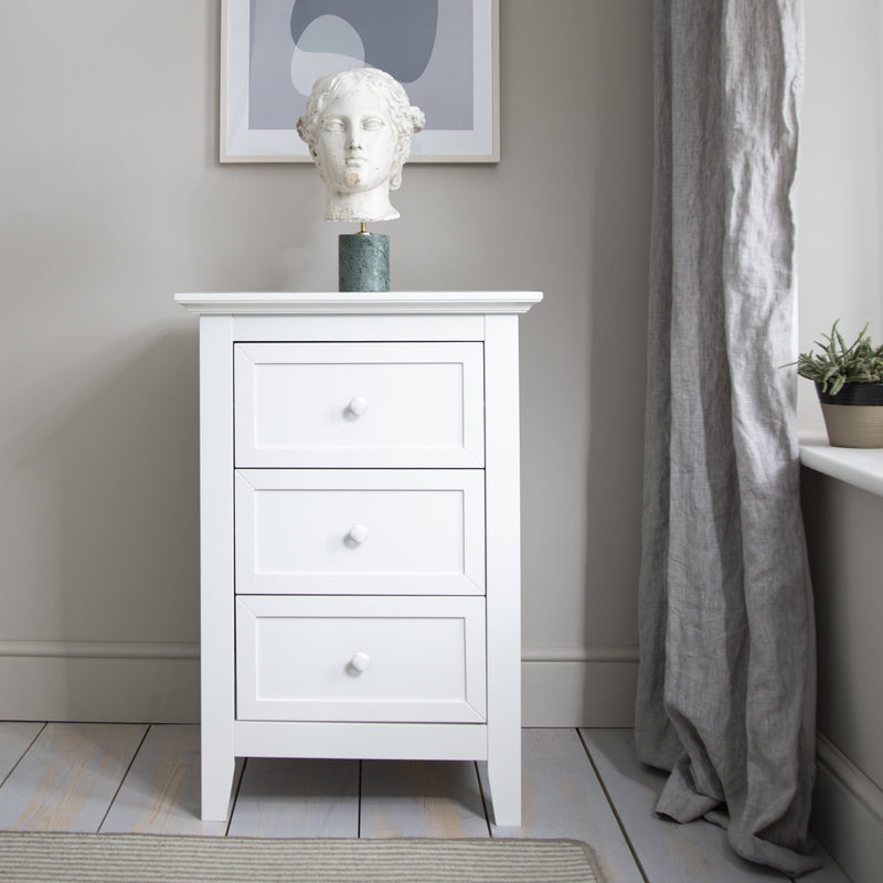 Torsby Side Table Chest 3 Drawer in Classic White