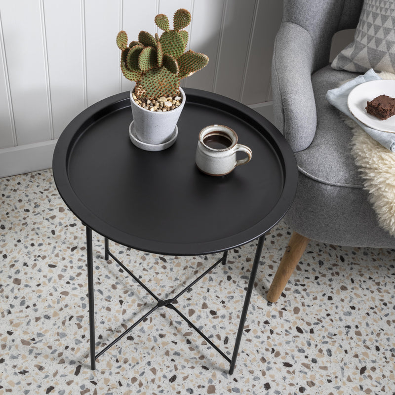 Solid Black Metal Side Table