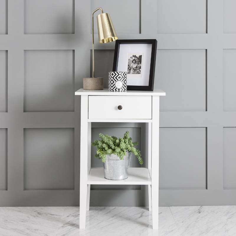 Trend Bedside Cabinet with Drawer in Classic White