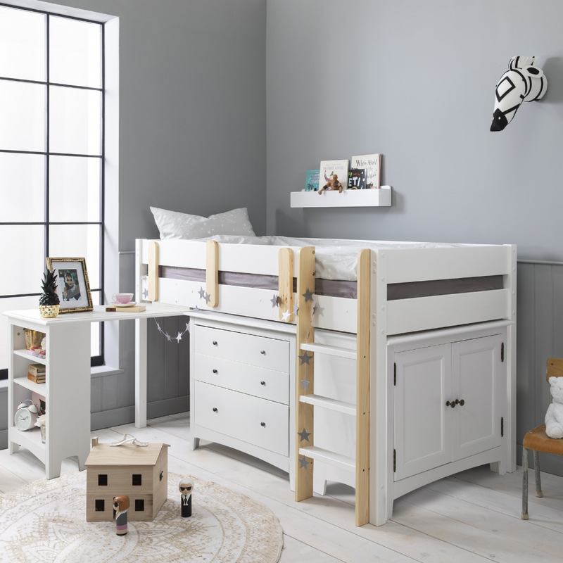 Una Sleepstation with Chest of Drawers, Cabinet & Desk in Classic White