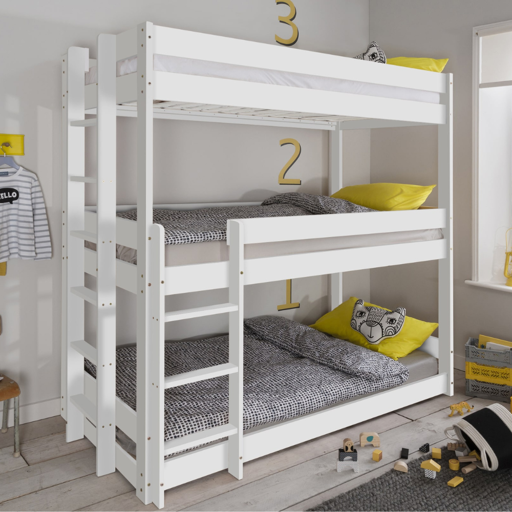 3 tier bunk beds white best sale