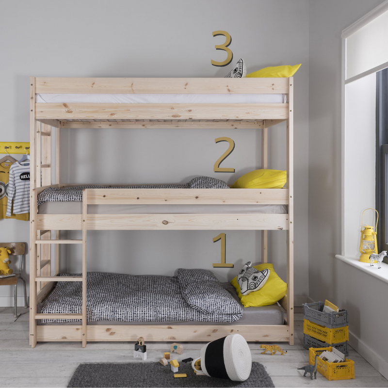 Henrik Triple Bed Bunk Triple Sleeper in Natural Pine