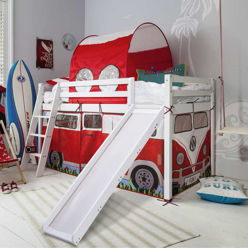 Moro Cabin Bed Midsleeper with Slide & Campervan Package in Classic White