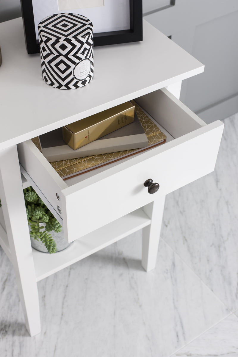 Trend Bedside Cabinet with Drawer in Classic White