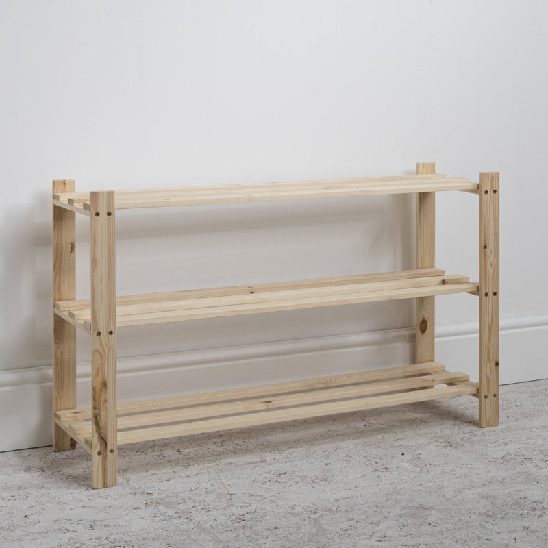 Wooden Shoe Rack - 3ft Three Shelves