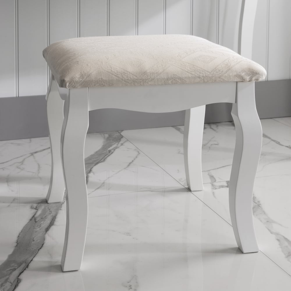 White wooden stool outlet for dressing table